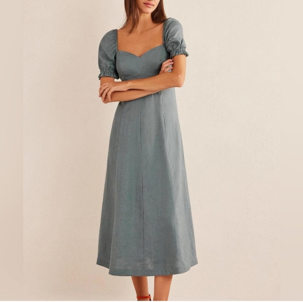Boden Linen dress sweetheart neckline US6/UK10